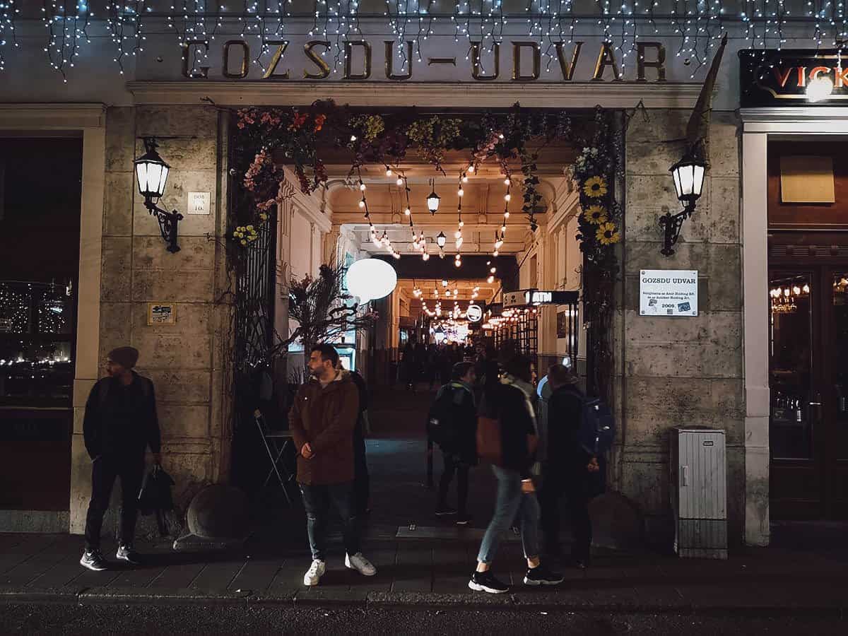 Entrance to Gozsdu Udvar, home to some of the best restaurants in Budapest