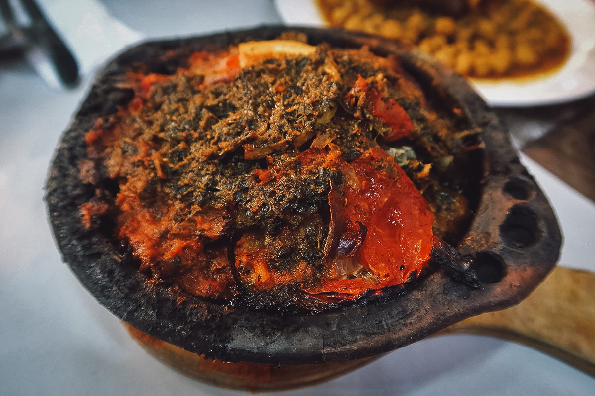 Anchovy tagine at a restaurant in Tangier