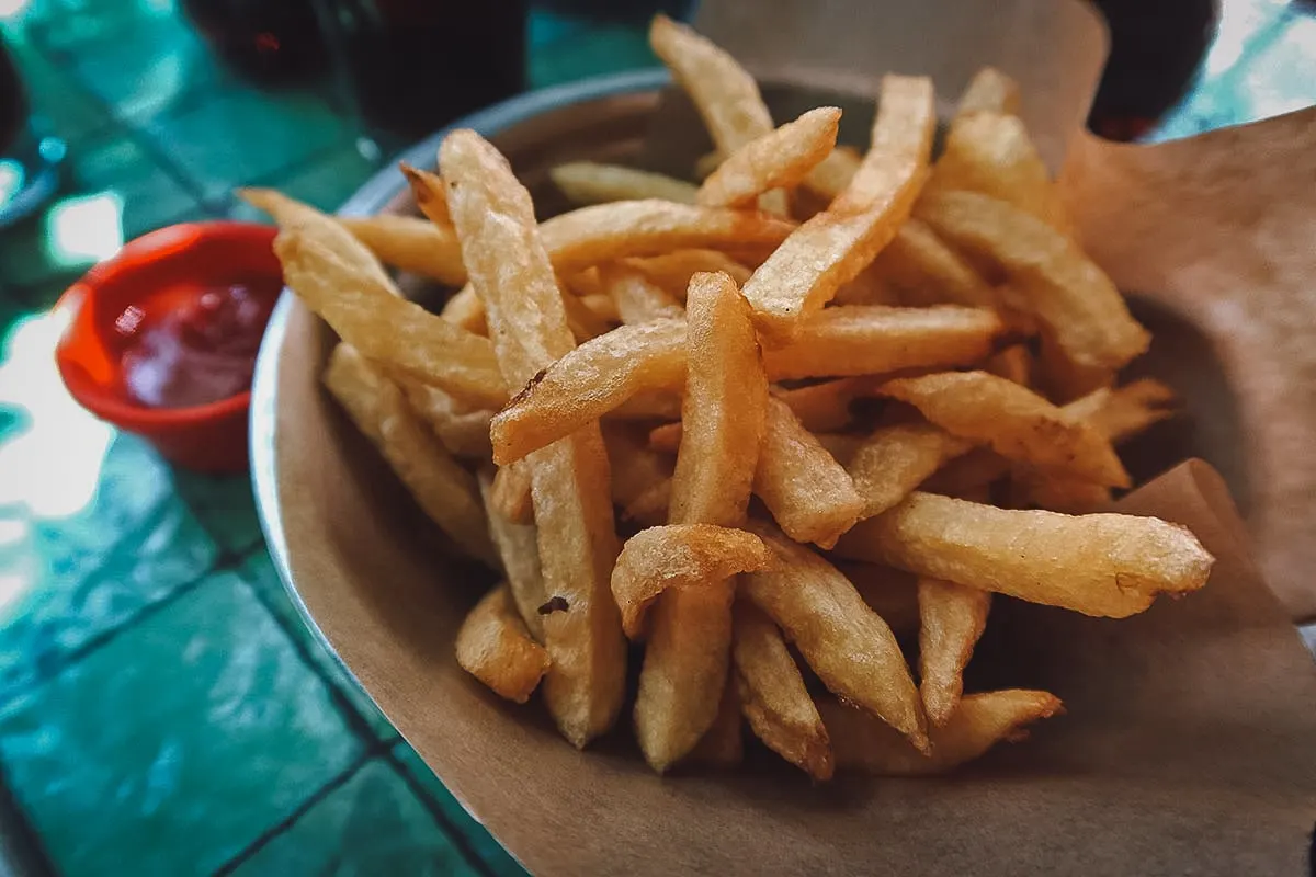 Fries at a restaurant in Marrakech
