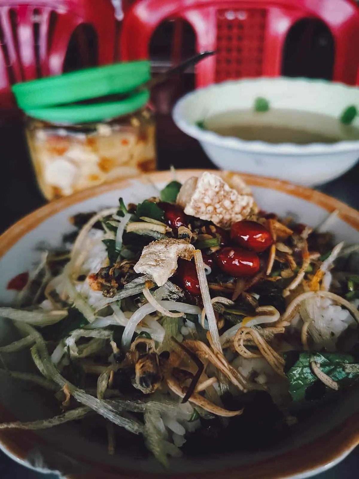 Com hen in Hue, a delicious Vietnamese dish made with baby clams